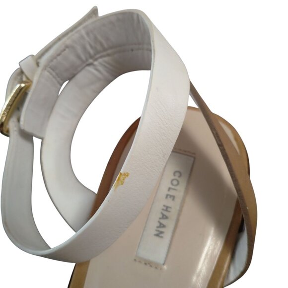 Cole Haan Women's 9B Leather Ankle Strap Sandals 3" Block Heel Mixed Print - Picture 3 of 7